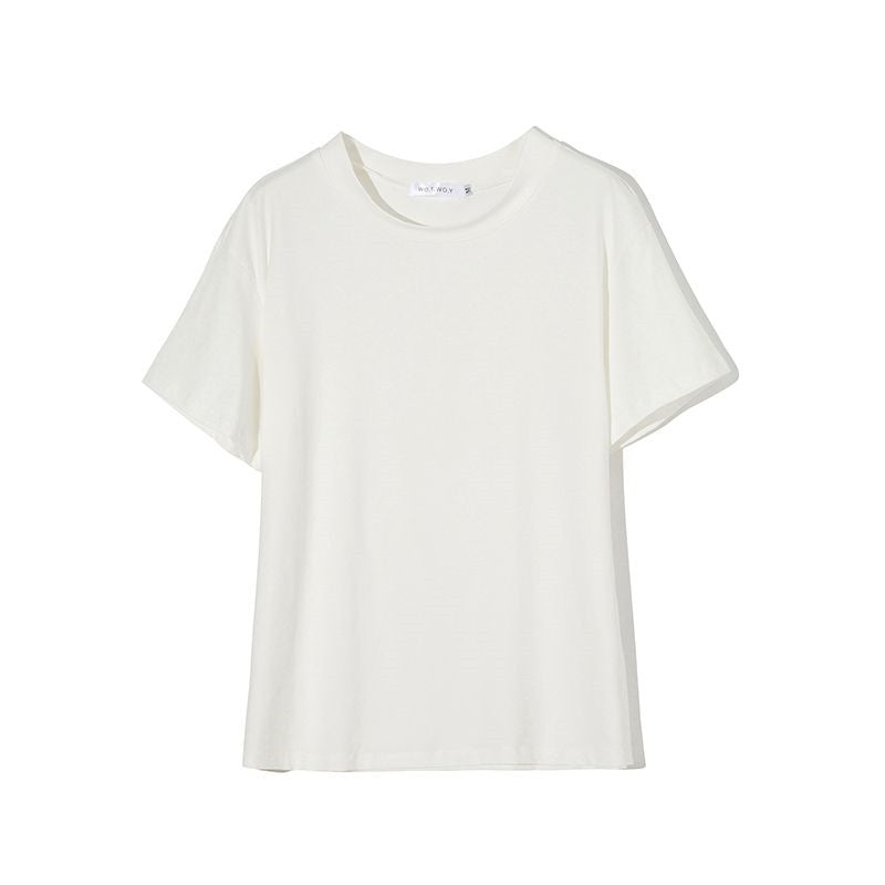 Summer Knitted Basic Solid T-shirt Women Casual Cotto