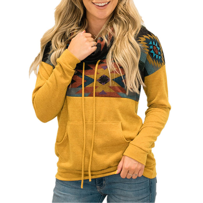 Loose Printed High Neck Hooded Sweater Women Main Image