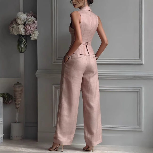 Summer Sleeveless Suit Casual Single-breasted Vest And Casual Pants Set Main Image
