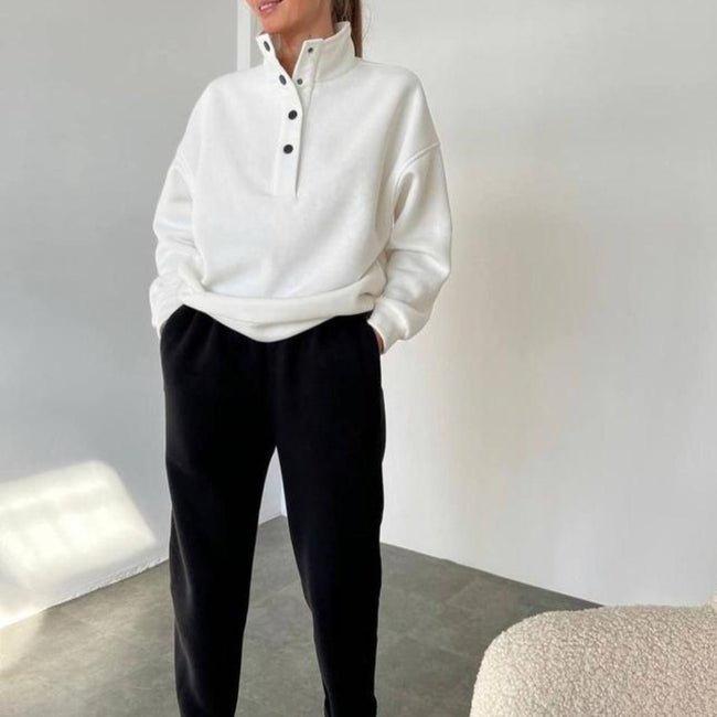 Women's Fashion Button Stand Collar Suit Two-piece Set Main Image