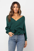 V-neck laced backless top