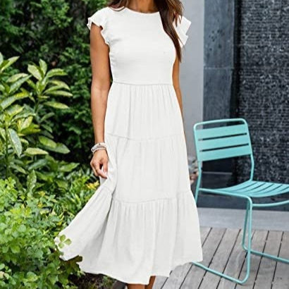 Bohemian Midi Short Sleeve Dress Hover Image