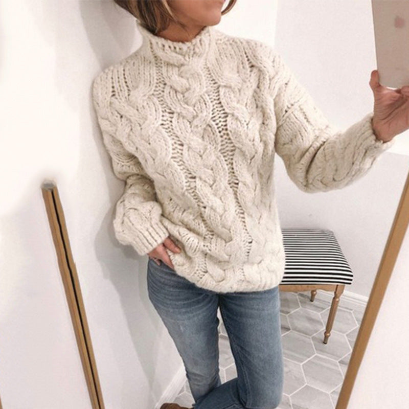 Explosive High-Neck Fashion Twist Sweater Women