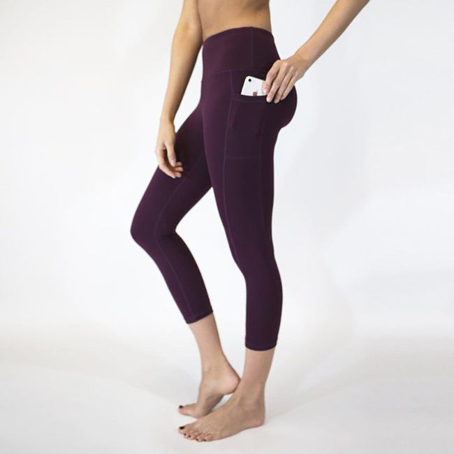 Solid color yoga pants for women with pockets Main Image