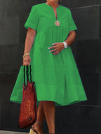 V-neck Simplicity Solid Color Casual Dress Dress