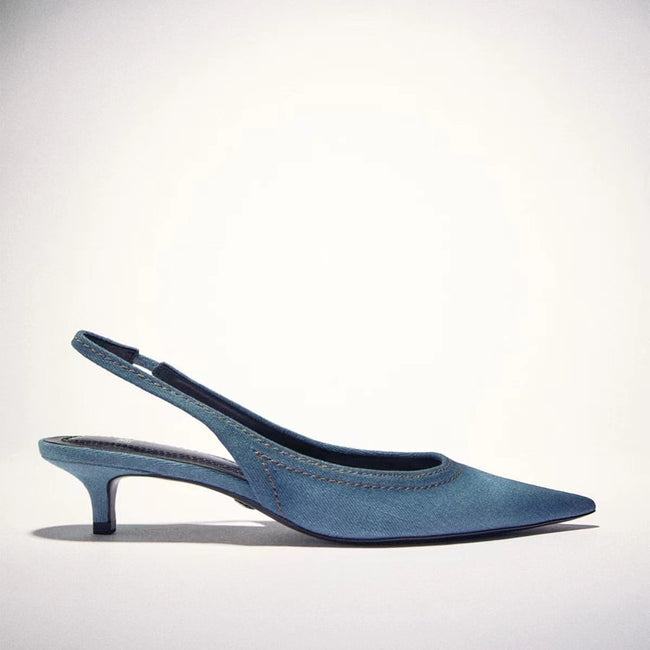 Women's Blue Denim Fabric High Heels Hover Image