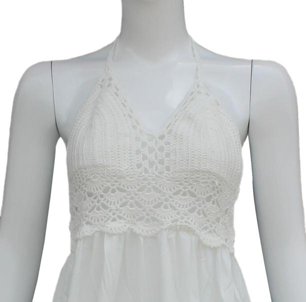 Lace stitching chiffon dress