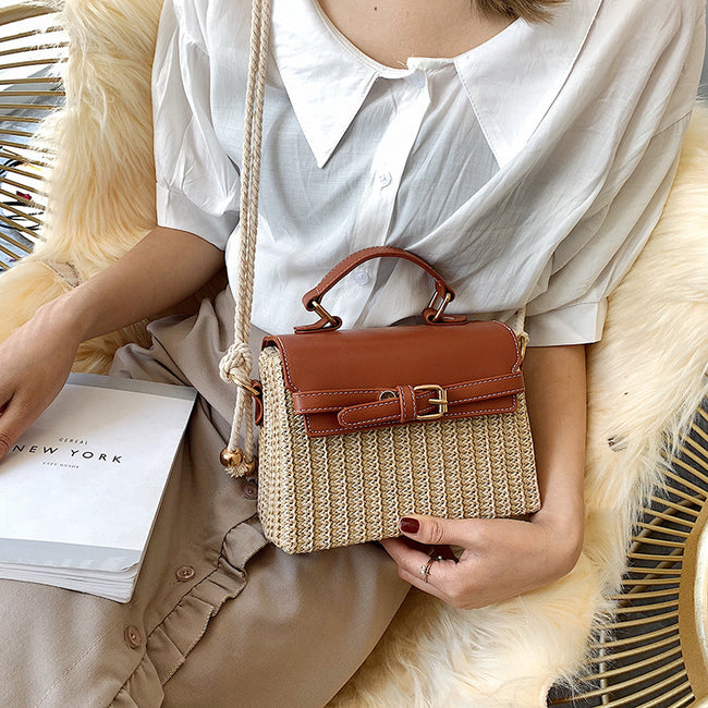 Fashion style shoulder bag women straw woven bag Hover Image