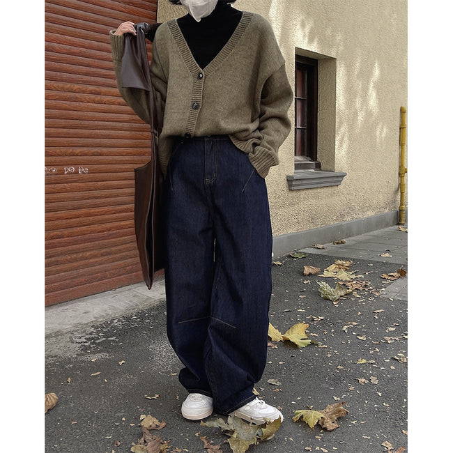 Casual Curved High Waist Wide Leg Jeans For Women Main Image