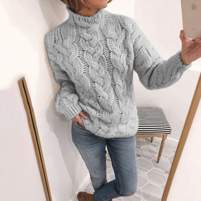 Explosive High-Neck Fashion Twist Sweater Women Hover Image