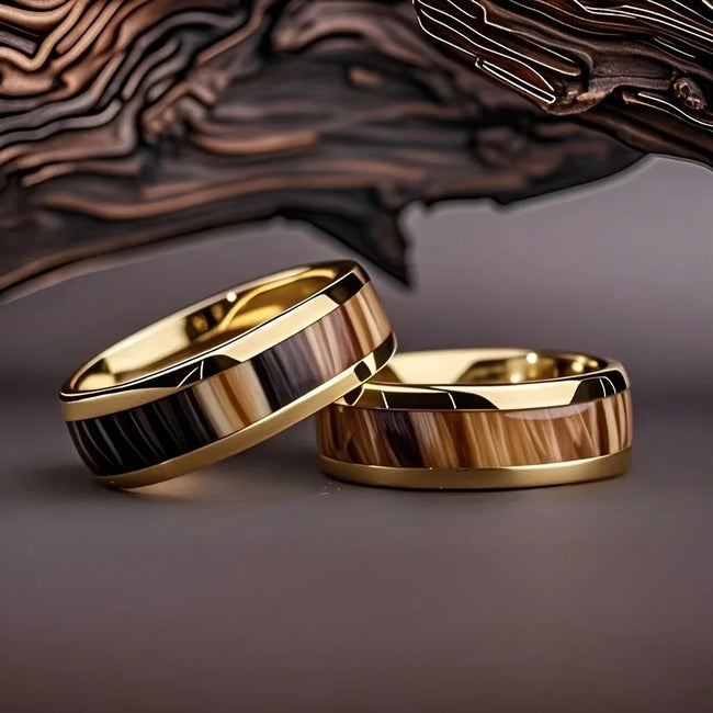 Dripping Oil Series High-Grade Titanium Steel Couple Rings For Men And Women Hover Image