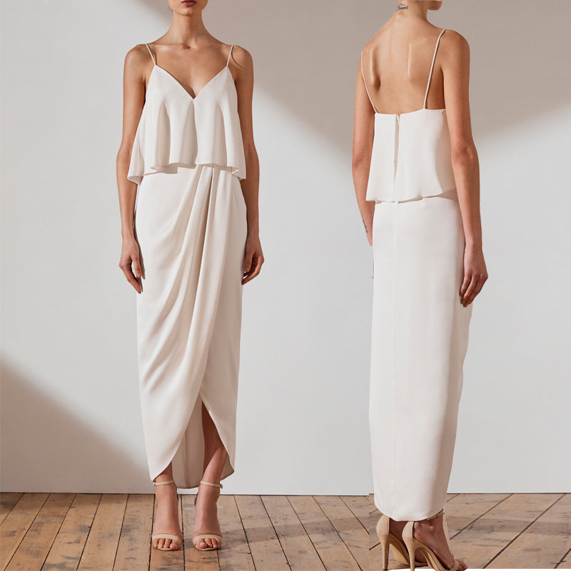 Simple Wedding DressSimple And Atmospheric Slim Fitting Long Off Shoulder Dress