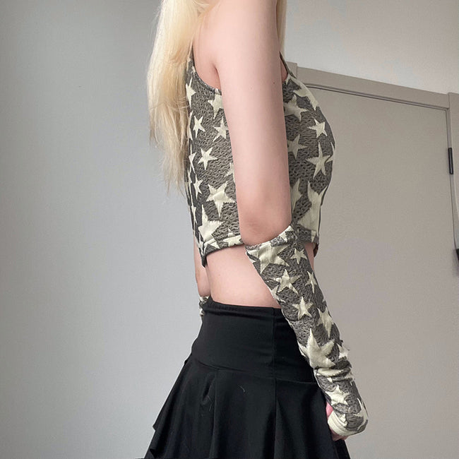 Fashion Star Print Turtleneck Tank Top Main Image