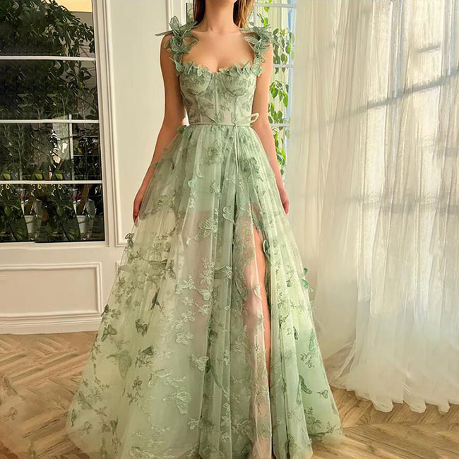 Flowers Bridesmaid Wedding Dress Princess Dress Hover Image