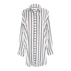Black And White Striped Shirt Seaside Vacation Blouse