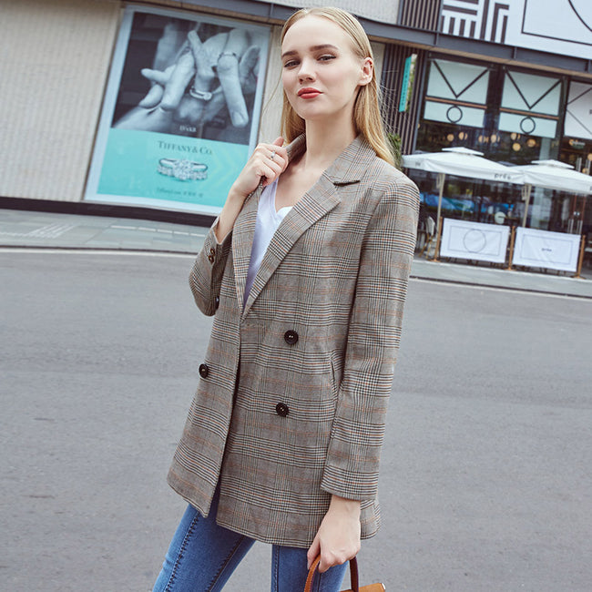 Plaid blazer female Korean version ladies Hover Image