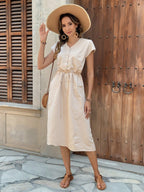Women's Casual Solid Color Drawstring Mid Waist Dress