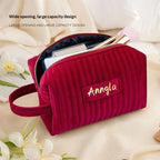 Velvet Large-Capacity Portable Makeup Organizer Bag