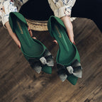 Bowknot chunky heels frosted jelly shoes