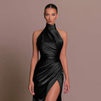Satin One-shoulder Trailing Dress For Women