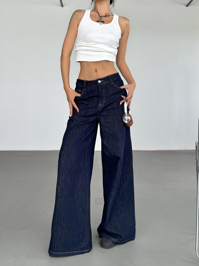 Fashion American Retro Wide Leg Jeans For Women Main Image