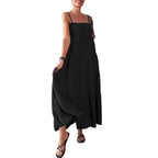 Women's Solid Color Casual Chest Wrap Pleated Suspender Dress