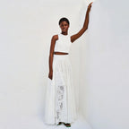 Women's Clothing Elegance Sleeveless Embroidery Lace Long Dress Holiday Suit Two-piece Set