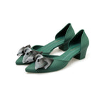 Bowknot chunky heels frosted jelly shoes