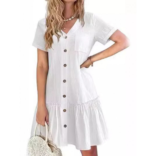 Women's Loose Summer Cotton And Linen Dress Main Image