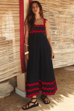 Women's SpringSummer New Suspender Printed Long Dress