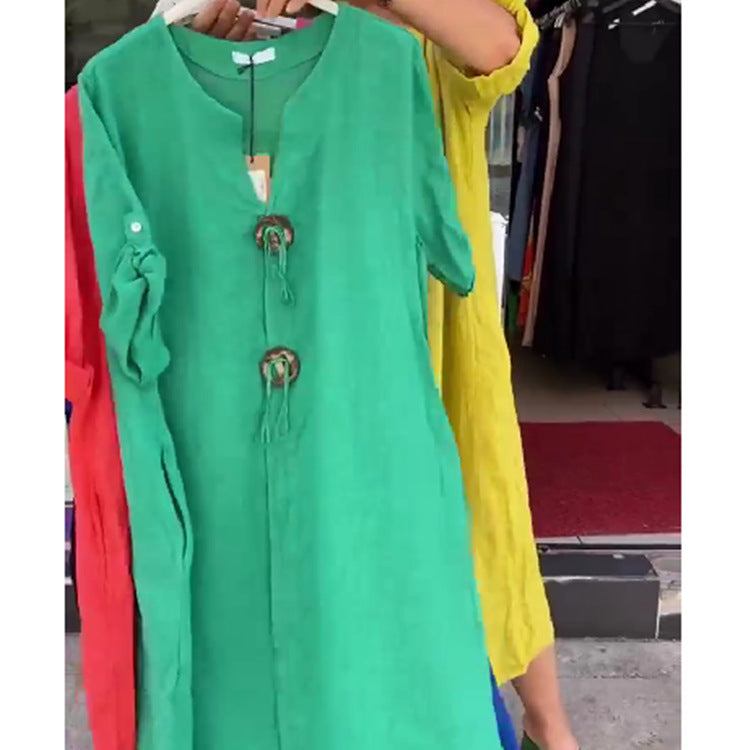 Casual Loose Women's Wear Solid Color Simple Dress