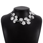 Earring Necklace Luxury Metal Leaf Earrings Choker For Women Personality Jewelry Gift