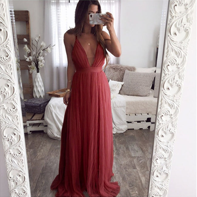deep V strap dress Main Image
