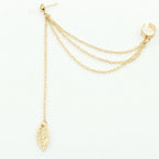 Metal leaf leaf tassel earrings ear clip jewelry women