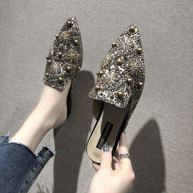 Baotou Half Slippers Women Flat Pointed Lazy Sandals And Slippers Main Image