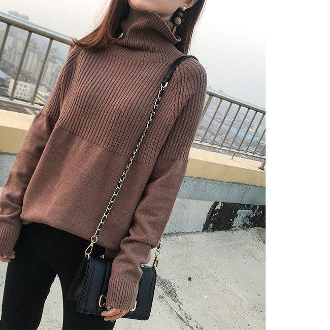 Woolen Sweater Women High Neck Loose Pullover Sweater Hover Image