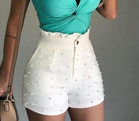Women's Shorts Cannon Beads Solid Color Sexy Shorts Women Hover Image