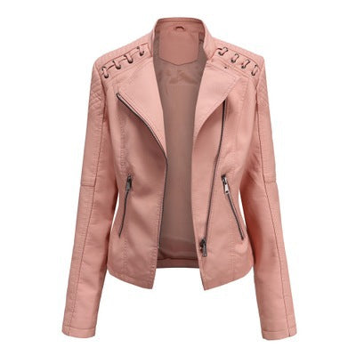 Women's Leather Jackets Women's Short Jackets Slim Thin Leather Jackets Ladies Motorcycle Suits Hover Image