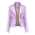 Women's Leather Jackets Women's Short Jackets Slim Thin Leather Jackets Ladies Motorcycle Suits