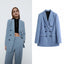 Double-breasted design mid-length blazer