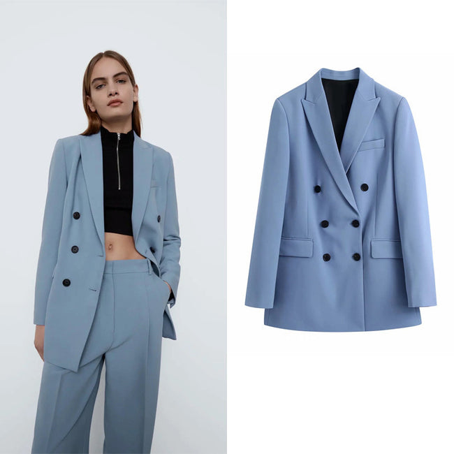 Double-breasted design mid-length blazer Hover Image