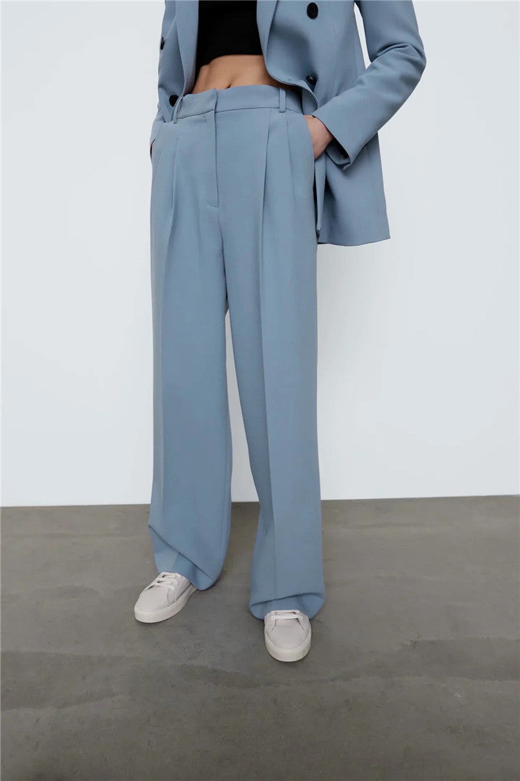 Double-breasted design mid-length blazer