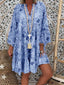 European And American Print Ruffle Dress