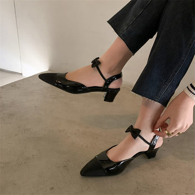 Colorblock Pointed-toe Chunky Heels With Mid-high Heels Hover Image