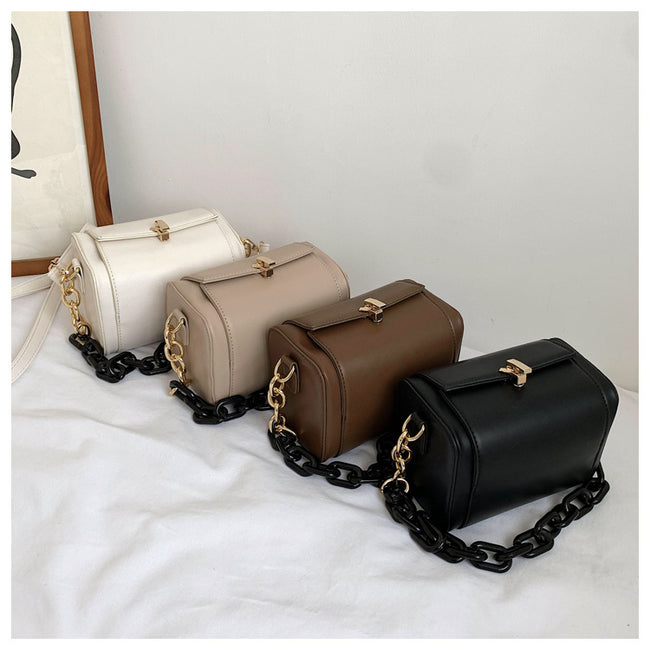 Luxury Chain Women Handbag Solid color Square Tote bag High quality PU Leather Women's Designer Handbag Vintage Shoulder Bag Main Image