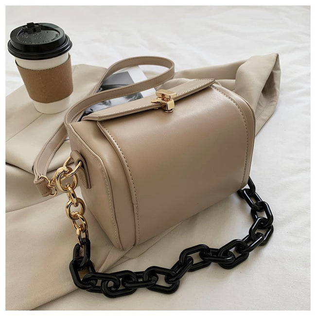 Luxury Chain Women Handbag Solid color Square Tote bag High quality PU Leather Women's Designer Handbag Vintage Shoulder Bag Hover Image