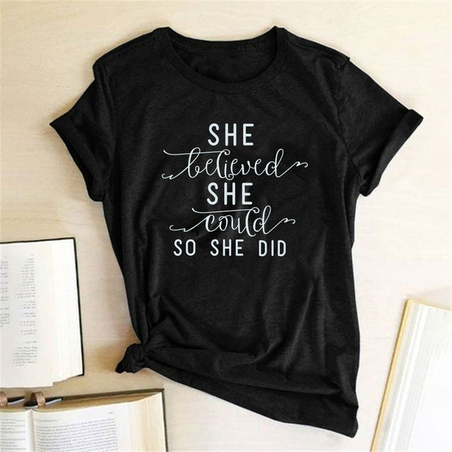 Letter Print Women's T Shirt Could Loose Funny T-Shirt Short Sleeve Aesthetic Tees Tops Clothes Hover Image