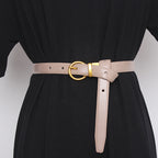 Semi Round Retro Women'S Belt, Women'S Decorative Belt, Double-Sided Cow Leather, Exquisite Versatile Waist Cover And Trousers