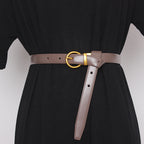 Semi Round Retro Women'S Belt, Women'S Decorative Belt, Double-Sided Cow Leather, Exquisite Versatile Waist Cover And Trousers