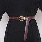 Semi Round Retro Women'S Belt, Women'S Decorative Belt, Double-Sided Cow Leather, Exquisite Versatile Waist Cover And Trousers